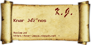 Knar János névjegykártya